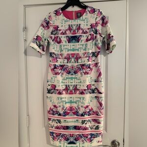Vince Camuto Floral Print Dress with Pink, Green and Blue Accents